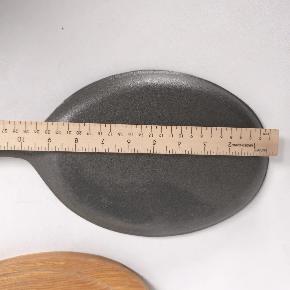 New Cast Iron Fajita Pan Oval with Wooden Tray‎ Fajita Plate Set